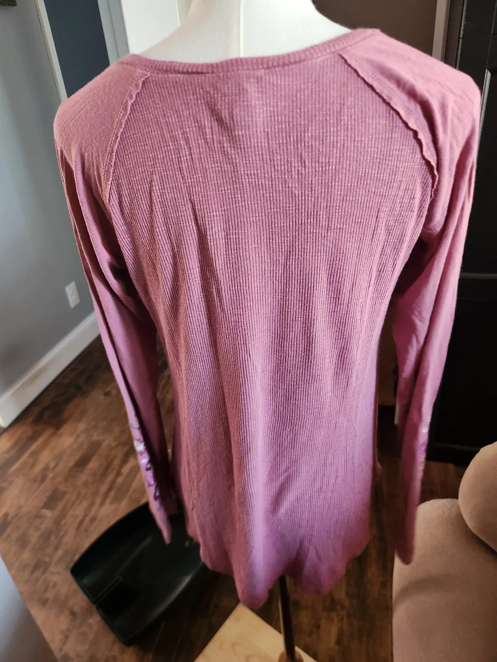 art class Mauve Pink Ribbed Henley Long Sleeve Tee